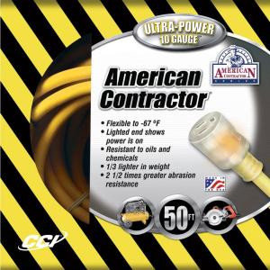 AmericanContractor 50 ft. 10/3 SJEOW Outdoor Extension Cord with Lighted End - 017980002