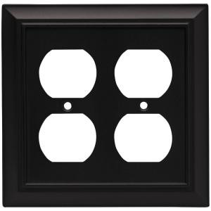 Liberty Architectural 2 Duplex Outlet Wall Plate - Flat Black - 64210