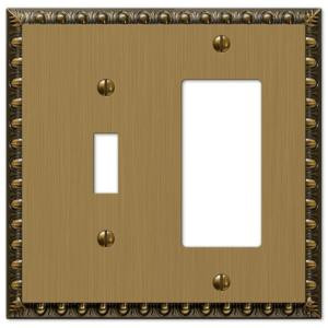 Amerelle Renaissance 1 Toggle and 1 Decora Wall Plate - Brushed Brass - 90TRBB