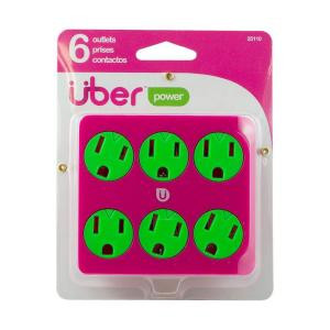 Uber 6 Grounded Outlet Tap - Pink and Green - 25110