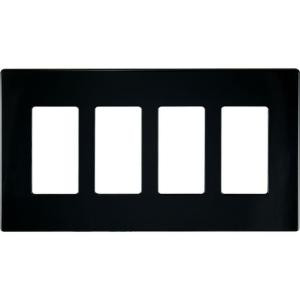 CooperWiringDevices 4-Gang Screwless Decorator Polycarbonate Wall Plate - Black - PJS264BK-L