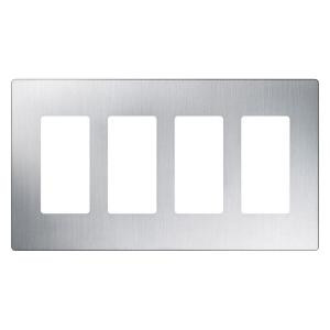 Lutron Claro 4 Gang Wall Plate - Stainless Steel - CW-4-SS
