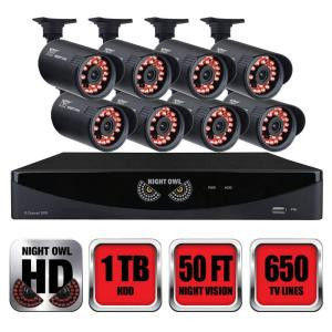 NightOwl 8-Channel Video Security System with 8 x 650 TVL Bullet Cameras - B-F650-81-8