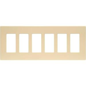 CooperWiringDevices 6-Gang Decorator Screwless Wall Plate - Ivory - PJS266V