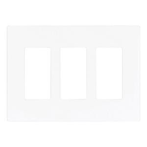 CooperWiringDevices 3-Gang Screwless Decorator Polycarbonate Wall Plate - White - PJS263W
