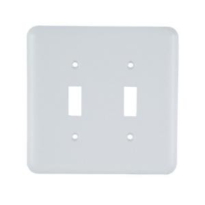 GE 2 Toggle Steel Switch Wall Plate - White - 52319
