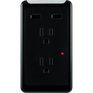 GE Eye Indicator 2 AC Outlet and 2-USB Port 2.1-Amp, 450 Joules Surge Protector Tap - Black - 13460