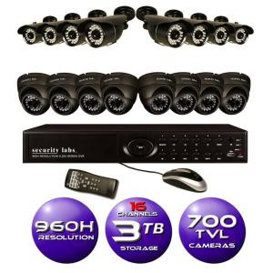 SecurityLabs 16-Channel 960H Surveillance System with 3TB HDD and (16) 700 TVL Cameras - SLM456-700