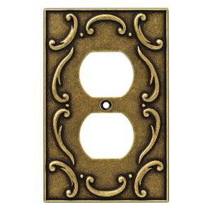 Liberty French Lace 1 Duplex Wall Plate - Burnished Antique Brass - 126346