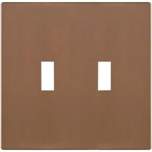 CooperWiringDevices 2-Gang Screwless Toggle Polycarbonate Wall Plate - Brushed Bronze - PJS2BB-SP-L
