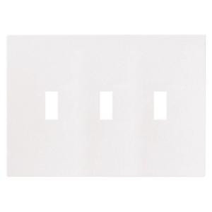 CooperWiringDevices 3 Gang Screwless Toggle Polycarbonate Wall Plate - White - PJS3W