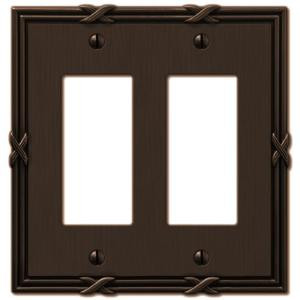 Amerelle Ribbon and Reed 2 Decora Wall Plate - Aged Bronze - 44RRVB