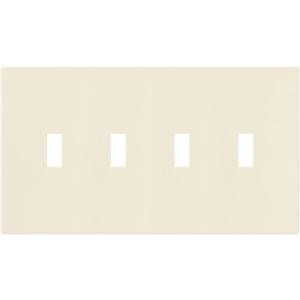 CooperWiringDevices 4-Gang Screwless Toggle Switch Mid-Size wall plate - Light Almond - PJS4LA