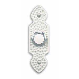HeathZenith Wired Lighted Hammered White Finish Recessed Mount Push Button - 829LW-A