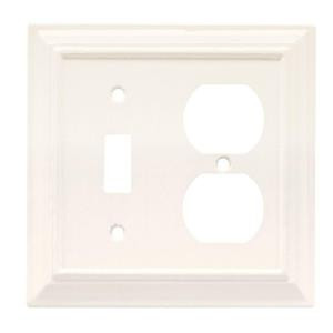 HamptonBay Wood Architectural 1 Toggle and 1 Duplex Wall Plate - White - W10770-W-CH