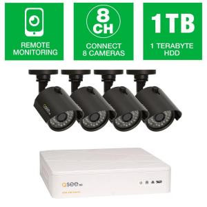 Q-SEE HeritageHD Series Wired 8-Channel 720p 1TB Video Surveillance System with (4) 720p Cameras and 100 ft. Night Vision - QTH8-4Z3-1