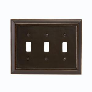 Amerelle Distressed 3 Toggle Wall Plate - Black - 4040TTTB