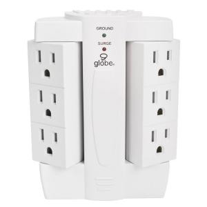GlobeElectric Original 6-Outlet Swivel Surge Tap with Surge Protection - White - 7732001