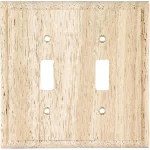 GE 2 Toggle Switch Wall Plate - Unifinished Solid Oak - 51585