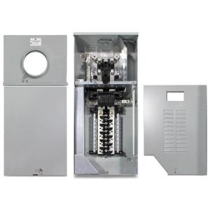 GE 150 Amp 4 Space 8 Circuit Outdoor Combination Main Breaker/Ringless Meter Socket Load Center - TSMR415CSFLFMG