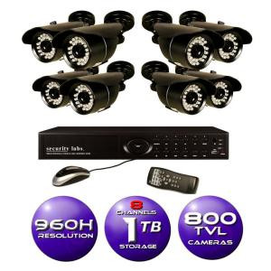 SecurityLabs 8-Channel 960H DVR Surveillance System with 1TB HD and (8) 800TVL IR Weatherproof Bullet Cameras - SLM458