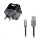 MerkuryInnovations Universal USB Wall Charger + 5FT Apple-Certified Lightning Cable - Black - MI-TCA04-101