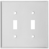 Stanley-NationalHardware 2 Toggle Wall Plate - White - V8001 DBL SWITCHPLATE WH