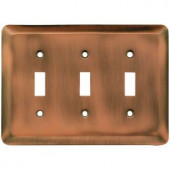 Liberty Stamped Round 3 Toggle Switch Wall Plate - Antique Copper - 64377