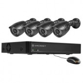 Amcrest 650TVL 4CH Video Security System with 4x 650TVL Bullet Cameras, 80 ft. Night Vision, 500GB HD 6 Days Recording - Black - AMDV6504-4B