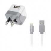 MerkuryInnovations Universal USB Wall Charger + 5FT Apple-Certified Lightning Cable - White - MI-TCA04-199