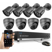 Amcrest 960H 8-Channel Video Security Kit - 8 x 800 TVL Bullet/Dome Outdoor Cameras, 65 ft. Night Vision 1TB HD (Upgradable) - AMDV960H8-4B4D