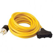 ColemanCable 25 ft. 10/3 3-Outlet Tri-Tap Generator Cord - 019120002