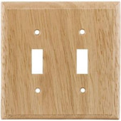 GE 2 Toggle Switch Wall Plate - Un-Finished Solid Oak - 51591
