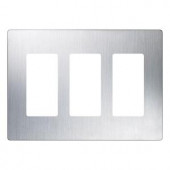 Lutron Claro 3 Gang Decora Wall Plate - Stainless Steel - CW-3-SS