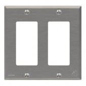 Leviton 2 Gang Standard Antimicrobial Treated Decora Wall plate - Powder Coated Stainless Steel - 140-84409-A40