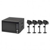 FirstAlert 4 CH 320 GB Hard Drive Surveillance System with 7 in. Integrated Monitor and (4) Indoor/Outdoor Cameras - HS-4700-S