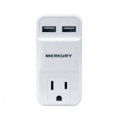 MerkuryInnovations 1 AC Outlet and 2-USB Port 2.1-Amp Power Charging Station - White - MI-WC511-199