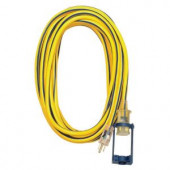 Tasco 100 ft. 12/3 SJTW Outdoor Extension Cord with E-Zee Lock and Lighted End - Yellow with Blue Stripe - 05-00107