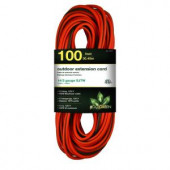 GoGreenPower 100 ft. 14/3 SJTW Outdoor Extension Cord - Orange with Lighted Green Ends - GG-13800