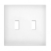 GE Smooth Surface 2 Toggle Switch Wall Plate - White - 40216