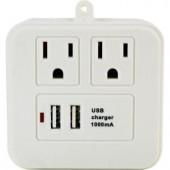 GE 2 USB/2 AC Surge Protector with Charging Shelf - 14482