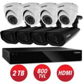 Defender 16-Channel 960H 2 TB Surveillance DVR with (4) 800TVL Bullet and (4) 800TVL Dome Cameras - 21364