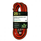 GoGreenPower 25 ft. 16/3 SJTW Outdoor Extension Cord - Orange with Lighted Green Ends - GG-13725