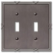 Amerelle Ribbon and Reed 2 Toggle Wall Plate - Antique Nickel - 44TTAN
