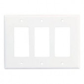 CooperWiringDevices 3 Gang Decorator/Rocker Polycarbonate Wall Plate - White - PJ263W-SP-L