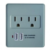 Woods 2-Outlet 245-Joule Surge Protector with USB Charger - Gray/White - 410517821