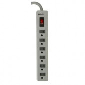 Woods Electronics 6-Outlet 250-Joule Surge Protector with Sliding Safety Covers and Circuit Breaker 2 ft. Power Cord - Gray - 0414508801