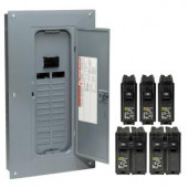 SquareD Homeline 100 Amp 24-Space 24-Circuit Indoor Main Breaker Load Center with Cover Value Pack - HOM24M100VP