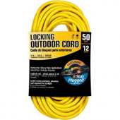 Cerrowire 50 ft. 12/3 Stay Plug Extension Cord - Yellow - 630-36037BR