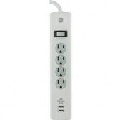 GE 3 ft. 4-Outlet and 2-USB Port, 1.0-Amp, 450 Joules Surge Protector - White - 13477